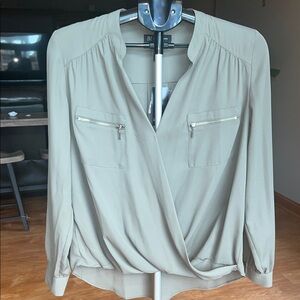 NWT INC International Concepts Olive Green Women's Sage Blouse 38D